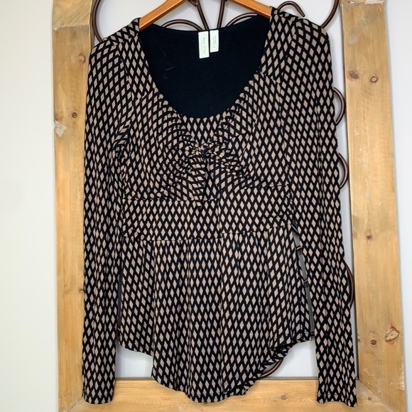 Anthropologie Meadow Rue Josalyn Diamond Print top - Picture 4 of 7